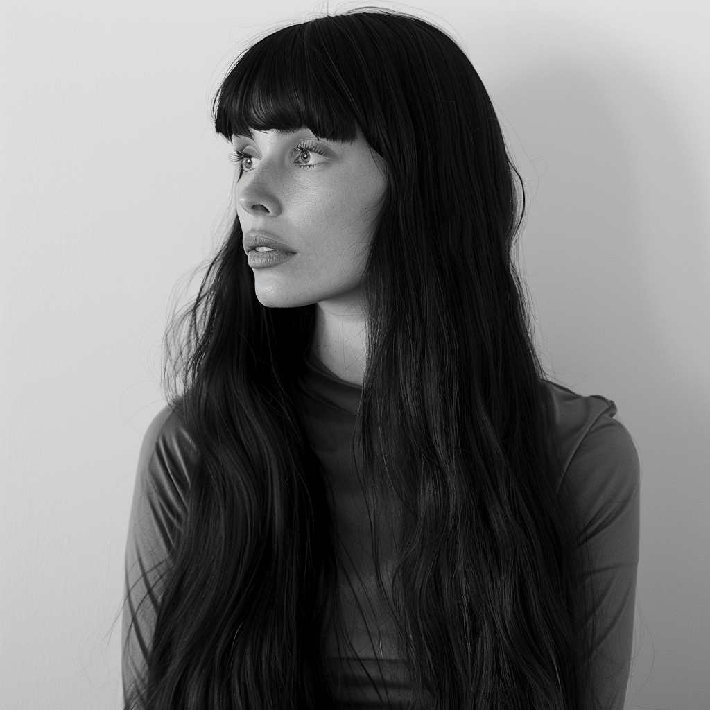 Woman with long dark hair | Source: Midjourney