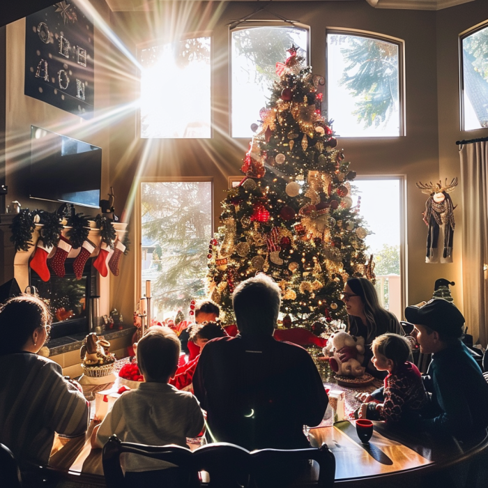 A back view of a family celebrating Christmas | Source: Midjourney