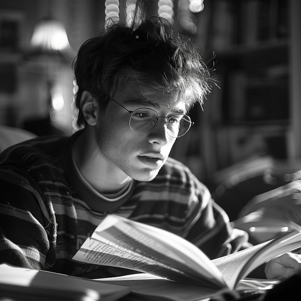 Edward is busy with his homework | Source: Midjourney
