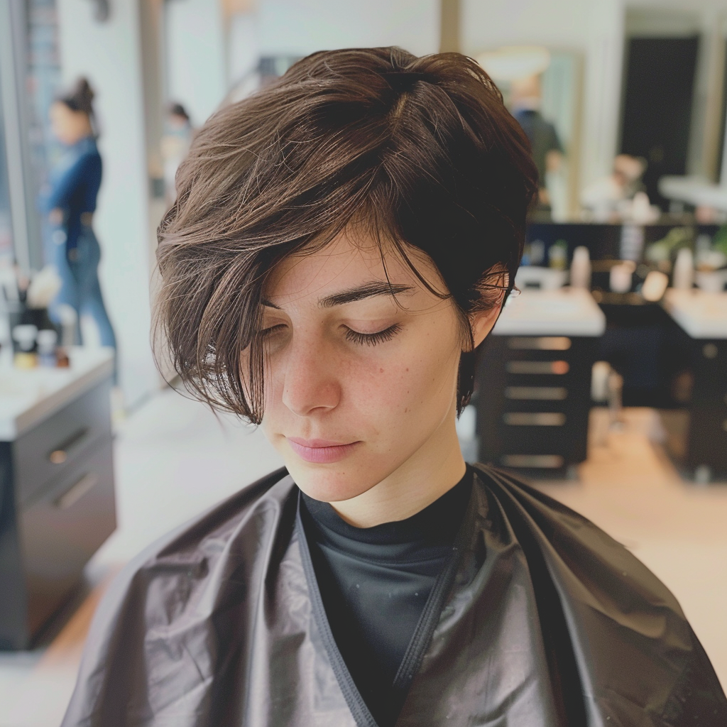 Woman getting a haircut in a salon | Source: Midjourney