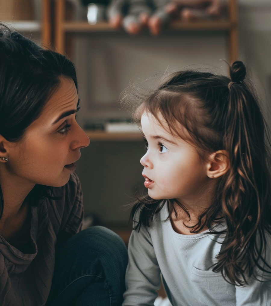 Woman having a serious talk with her young daughter | Source: Midjourney