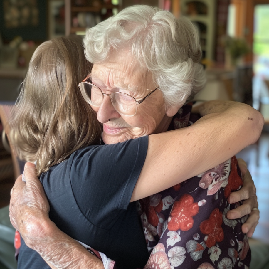 A grandma hugging her daughter in a very emotional scene | Source: Midjourney