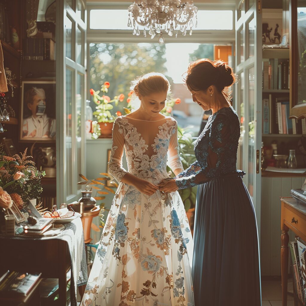 Mrs. Grayson helps Lena prepare | Source: Midjourney