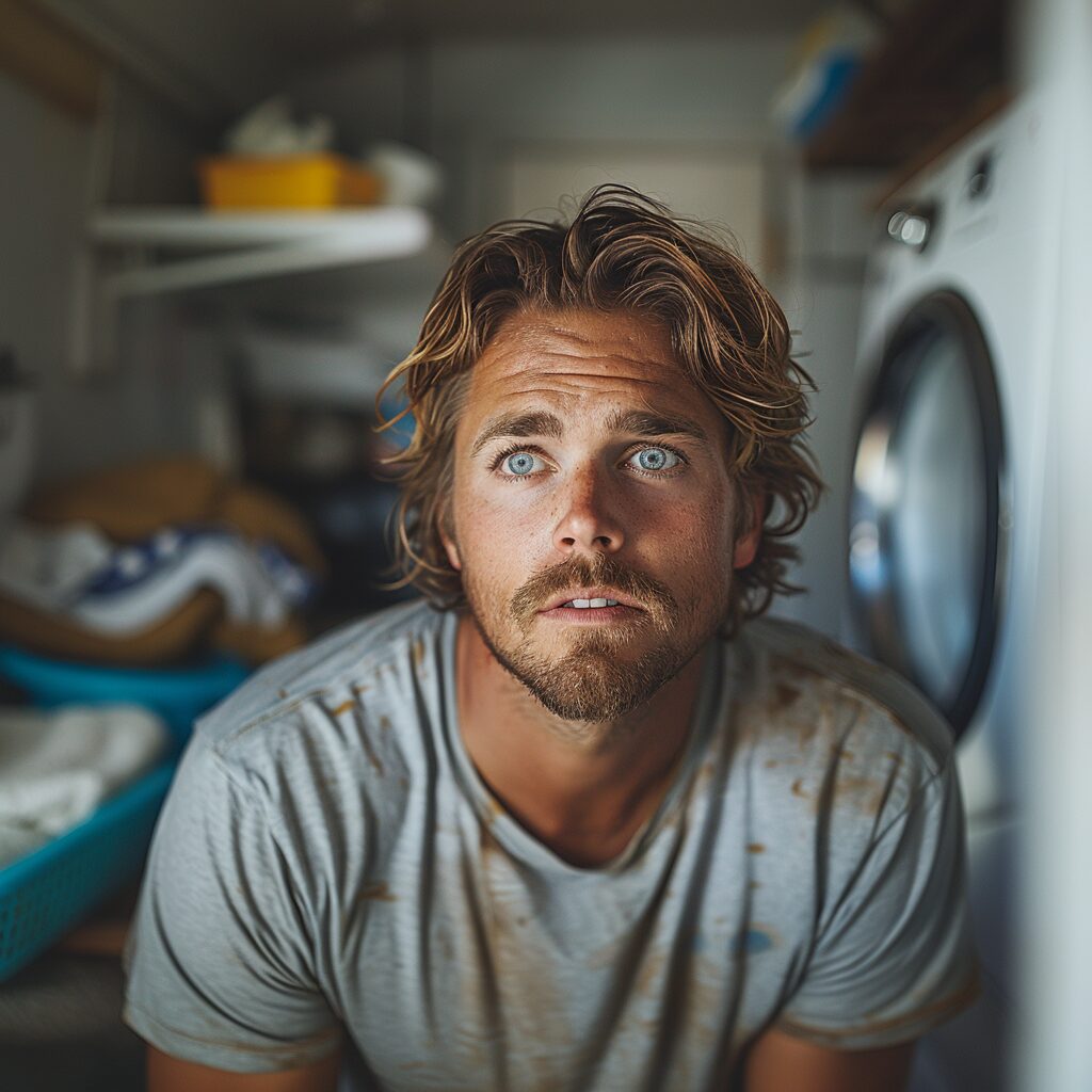Riley is unhappy to do laundry | Source: Midjourney