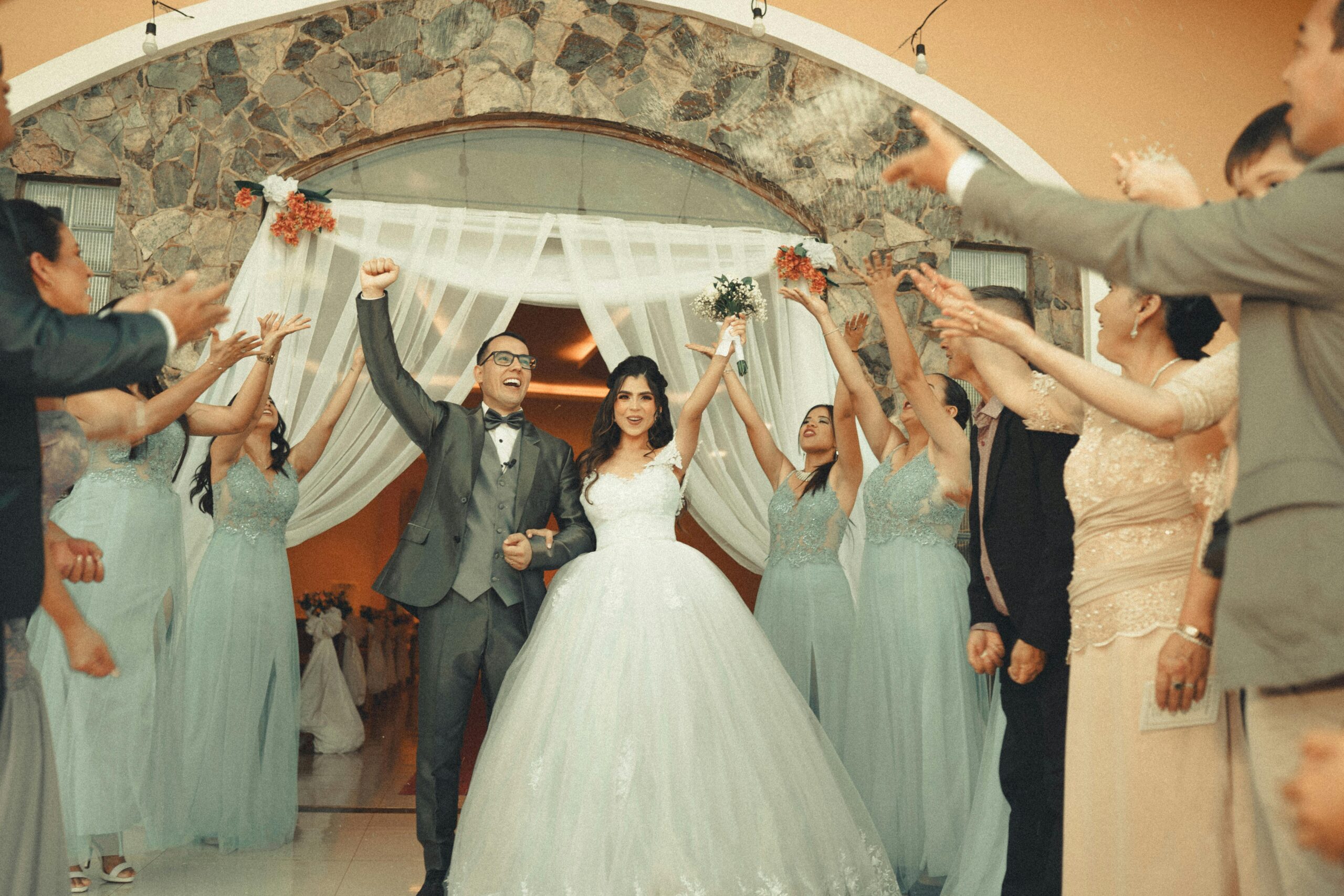 A bride and wedding guests Source: Pexels