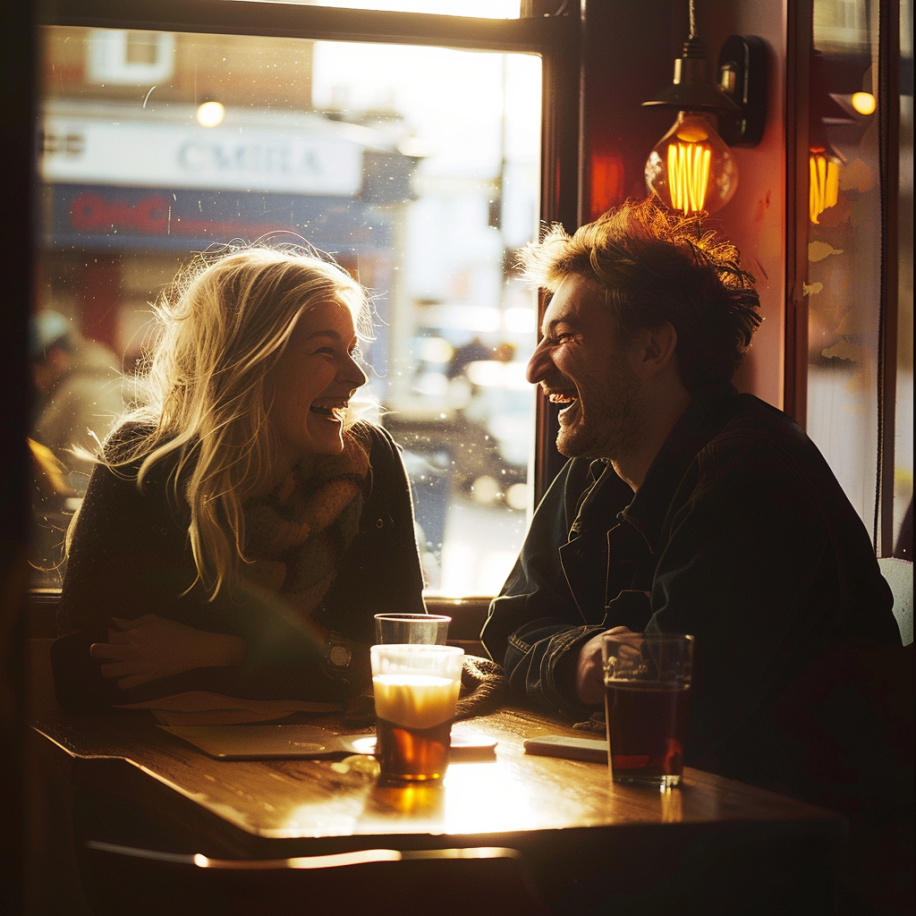 A couple on a date in a café | Source: Midjourney